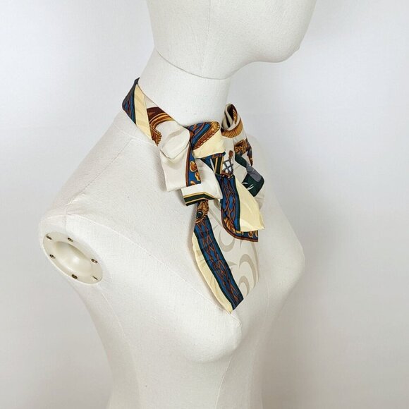 Ogsplosh - Summer Ascot Tie - Unisex Silk Cravat - Cream Belt Print Scarf - NEW - Picture 4 of 8